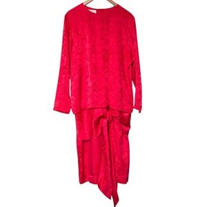 Vintage 80’s Silk Studio Silk Floral Dropped Waist Dress with Draped Tie Detail